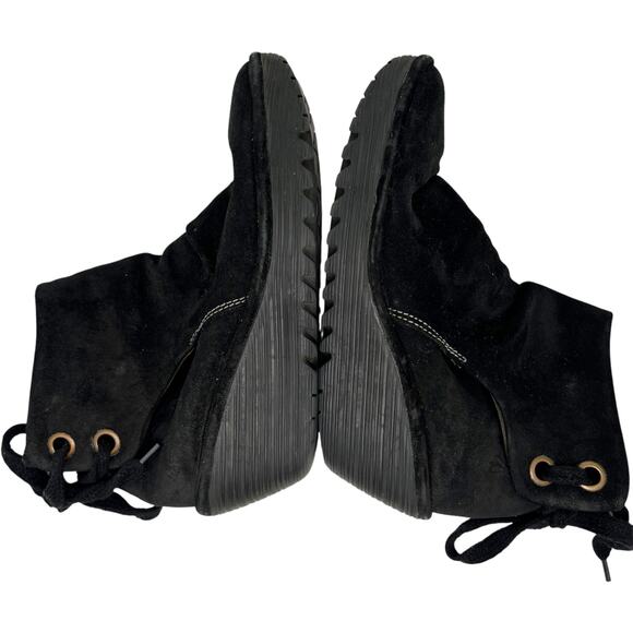 Fly London Yama Black Suede Wedge Booties Ankle Boots Size 40 US 9-9.5 - Picture 3 of 5